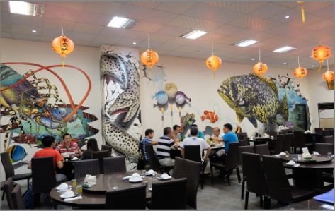 丰都海鲜餐厅墙体彩绘